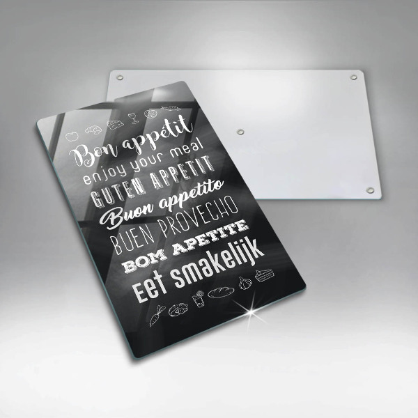 Chopping board glass Kitchen inscription, sentence