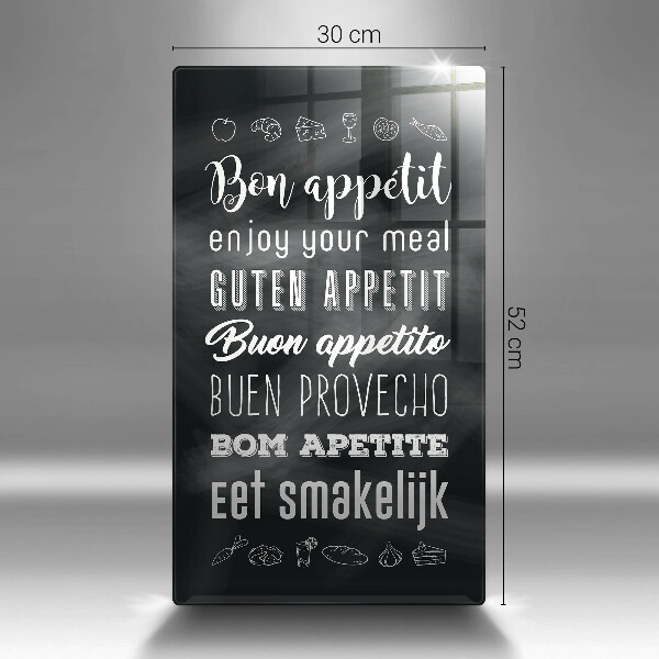 Chopping board glass Kitchen inscription, sentence