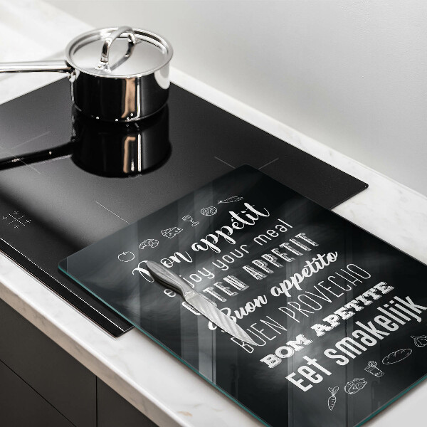 Chopping board glass Kitchen inscription, sentence