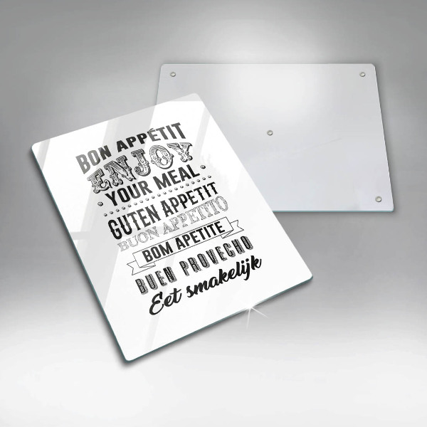 Chopping board glass Inscription to the kitchen, sentence