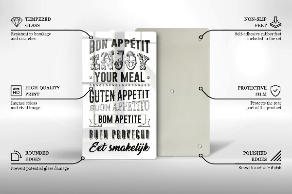 Chopping board glass Inscription to the kitchen, sentence