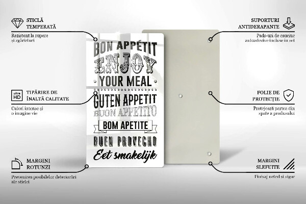 Chopping board glass Inscription to the kitchen, sentence