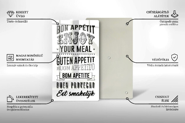 Chopping board glass Inscription to the kitchen, sentence