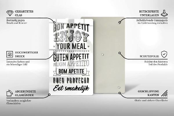 Chopping board glass Inscription to the kitchen, sentence