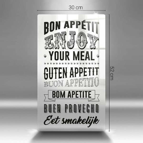 Chopping board glass Inscription to the kitchen, sentence