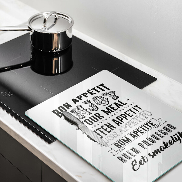 Chopping board glass Inscription to the kitchen, sentence