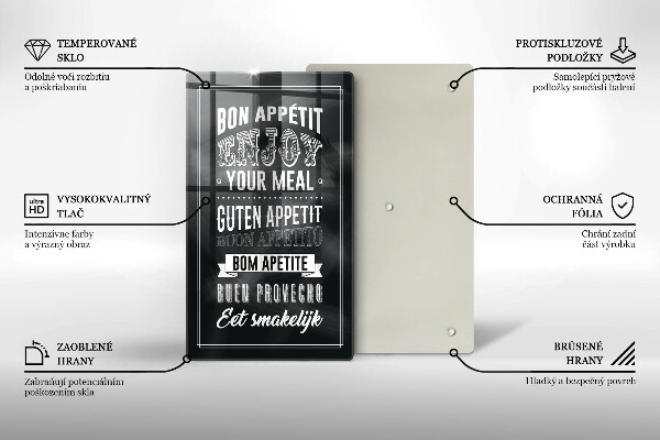 Chopping board glass Inscription to the kitchen, sentence