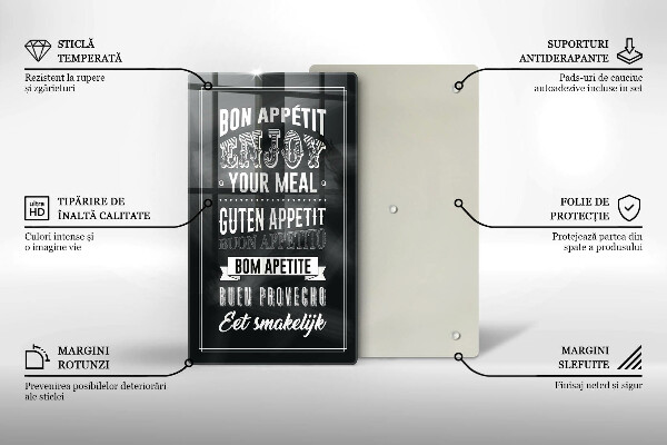 Chopping board glass Inscription to the kitchen, sentence