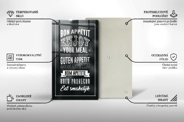 Chopping board glass Inscription to the kitchen, sentence