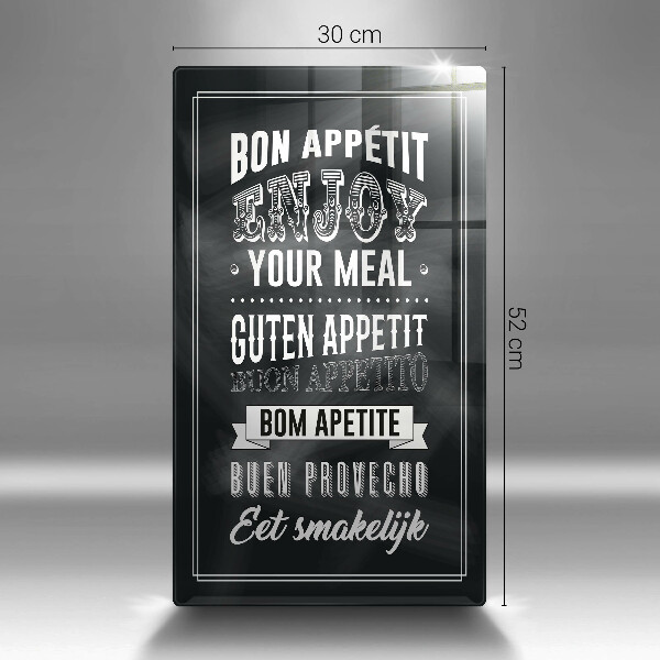 Chopping board glass Inscription to the kitchen, sentence