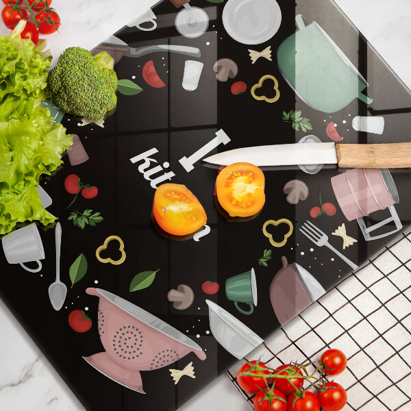 Chopping board glass Illustration I Love Kitchen