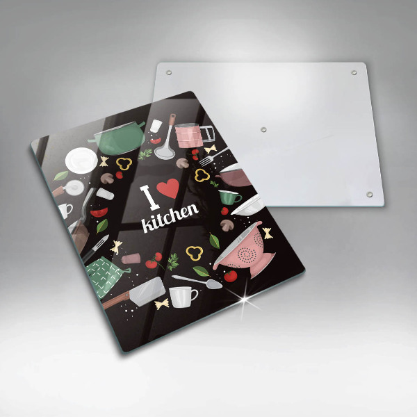 Chopping board glass Illustration I Love Kitchen