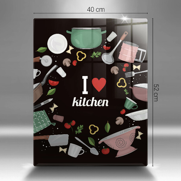 Chopping board glass Illustration I Love Kitchen