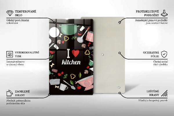 Chopping board glass Illustration I Love Kitchen