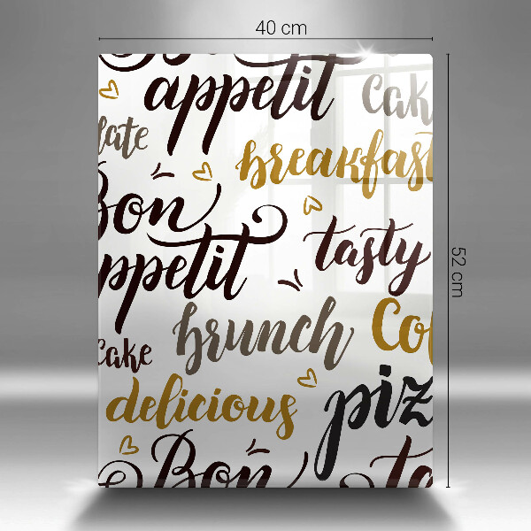 Chopping board glass Text Bon Appetit