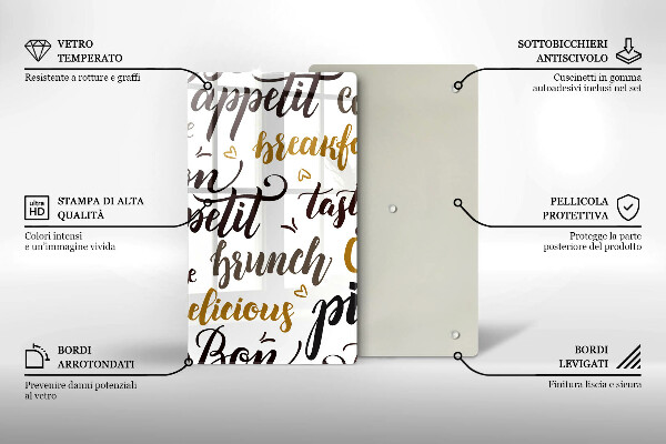 Chopping board glass Text Bon Appetit