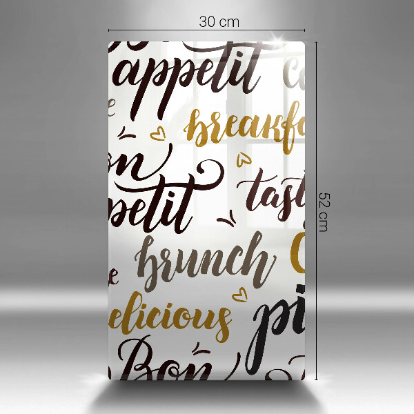 Chopping board glass Text Bon Appetit