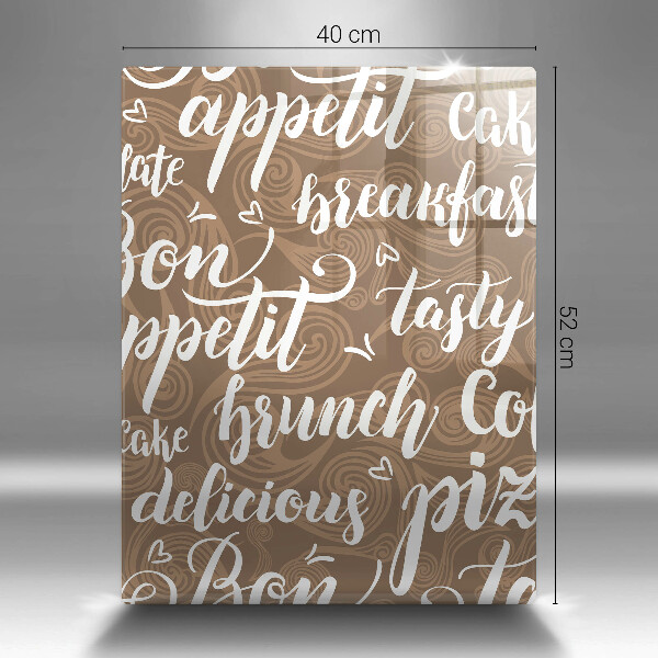 Chopping board glass Text Bon Appetit