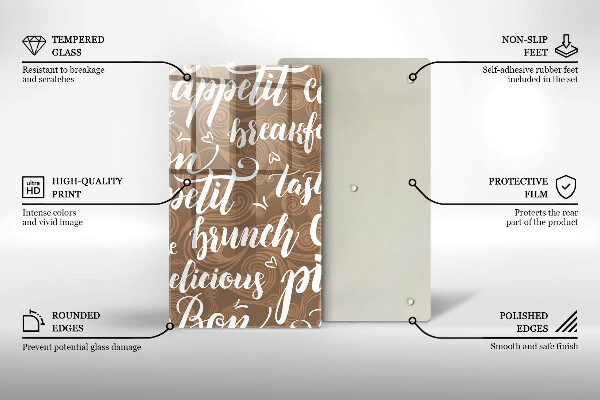 Chopping board glass Text Bon Appetit