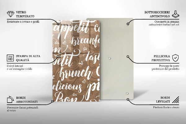 Chopping board glass Text Bon Appetit