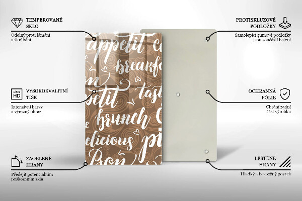 Chopping board glass Text Bon Appetit