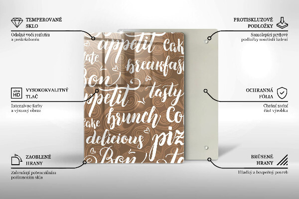 Chopping board glass Text Bon Appetit