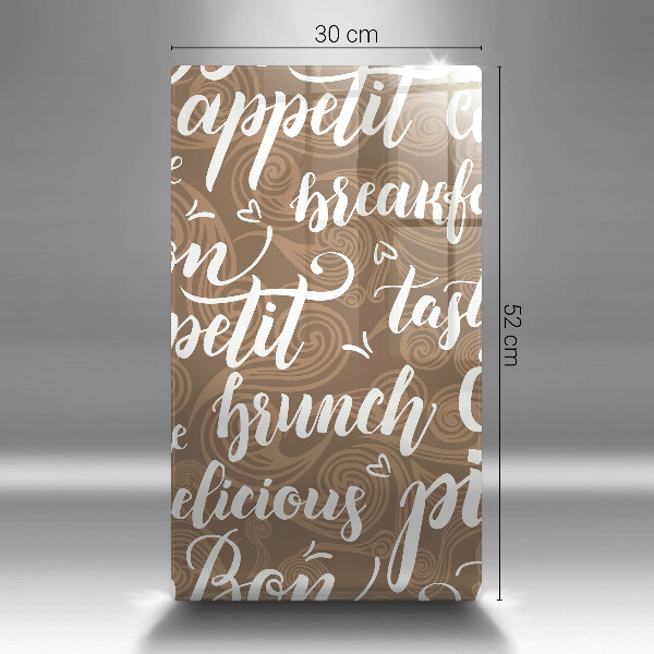 Chopping board glass Text Bon Appetit