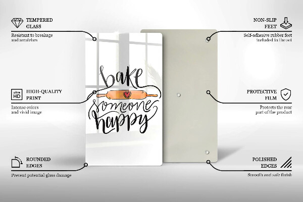 Chopping board glass Bake some happy