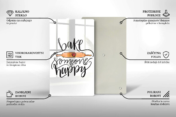 Chopping board glass Bake some happy