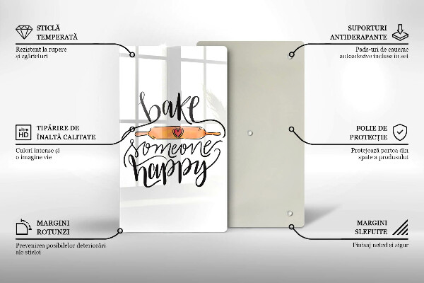 Chopping board glass Bake some happy