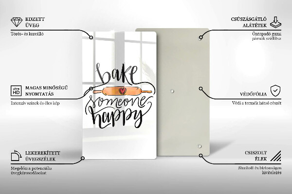 Chopping board glass Bake some happy