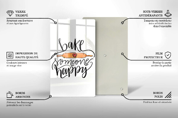 Chopping board glass Bake some happy