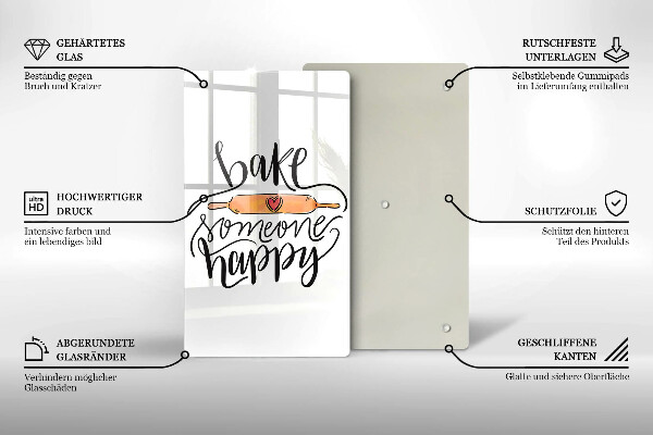 Chopping board glass Bake some happy