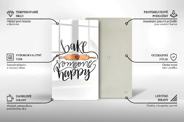 Chopping board glass Bake some happy