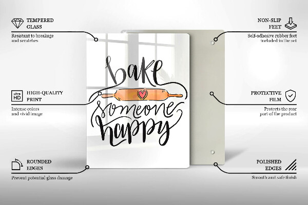 Chopping board glass Bake some happy