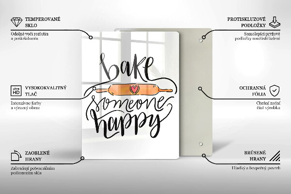 Chopping board glass Bake some happy