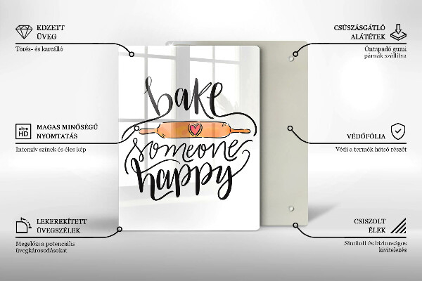 Chopping board glass Bake some happy