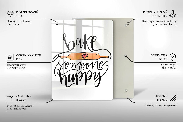 Chopping board glass Bake some happy