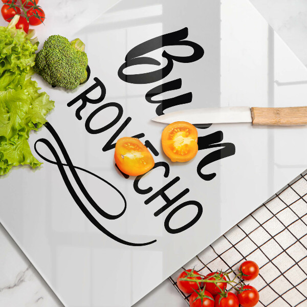 Chopping board glass The inscription Buen Provecho
