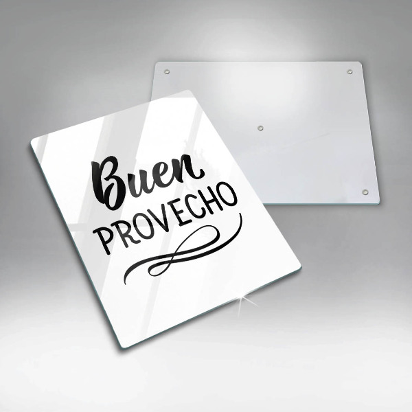Chopping board glass The inscription Buen Provecho