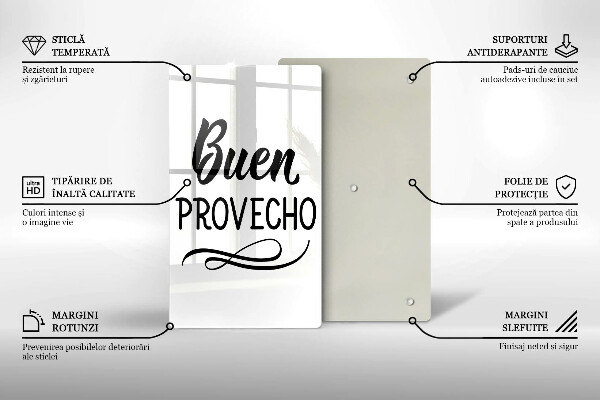 Chopping board glass The inscription Buen Provecho