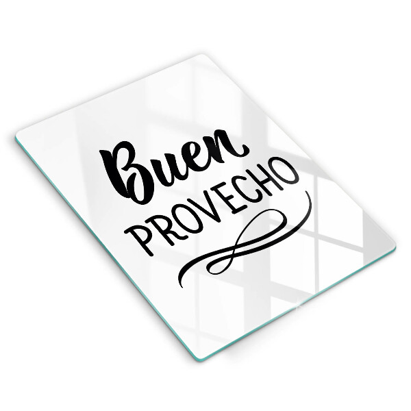 Chopping board glass The inscription Buen Provecho