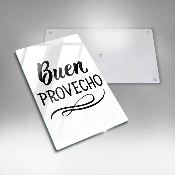 Chopping board glass The inscription Buen Provecho
