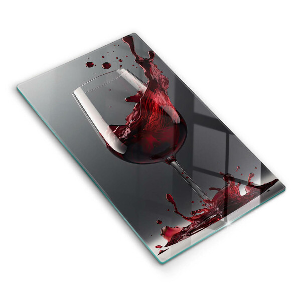 Chopping board glass Red wine in a glass