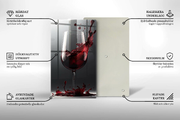 Chopping board glass Red wine in a glass