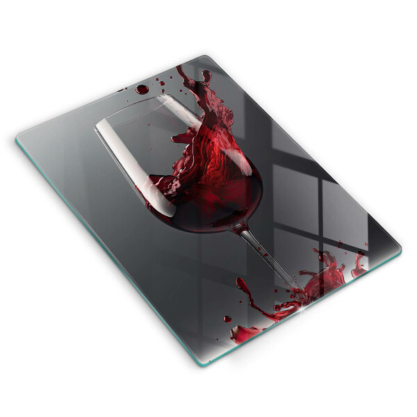 Chopping board glass Red wine in a glass