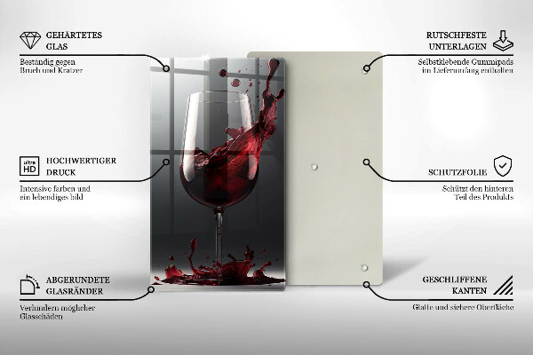 Chopping board glass Red wine in a glass