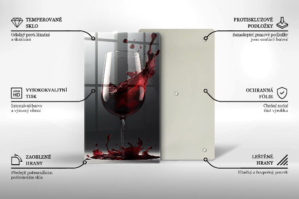 Chopping board glass Red wine in a glass
