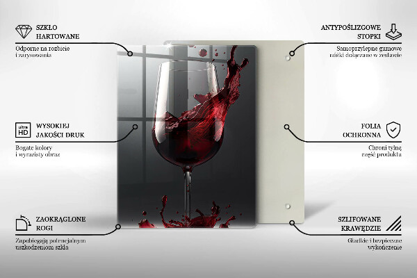 Chopping board glass Red wine in a glass