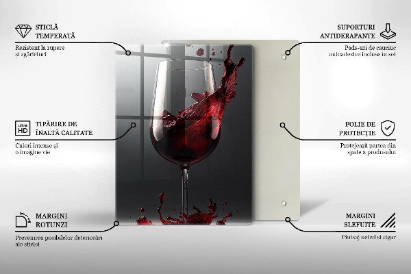 Chopping board glass Red wine in a glass
